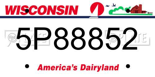 5P88852 Wisconsin License Plate