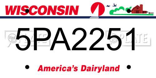 5PA2251 Wisconsin License Plate