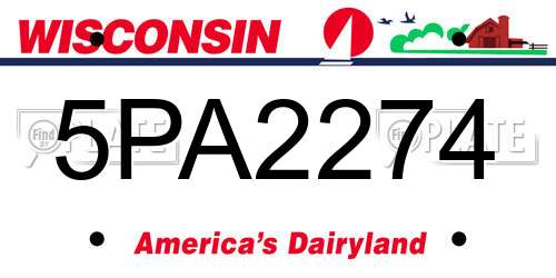 5PA2274 Wisconsin License Plate