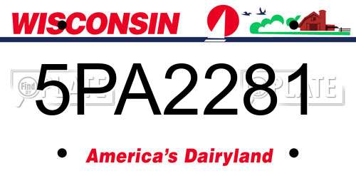 5PA2281 Wisconsin License Plate