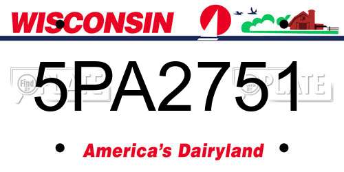5PA2751 Wisconsin License Plate