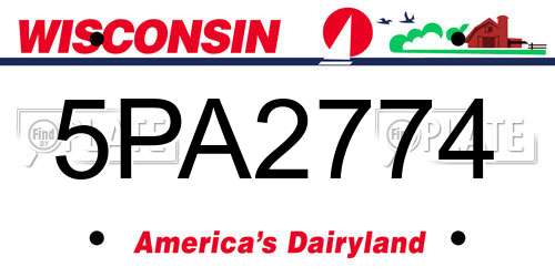 5PA2774 Wisconsin License Plate