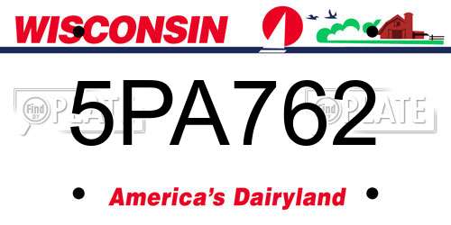 5PA762 Wisconsin License Plate
