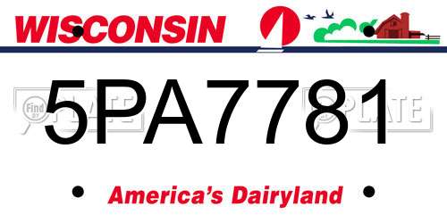5PA7781 Wisconsin License Plate