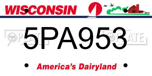 5PA953 Wisconsin License Plate