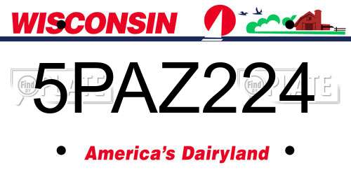 5PAZ224 Wisconsin License Plate