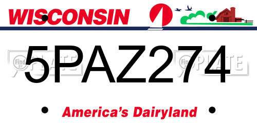 5PAZ274 Wisconsin License Plate