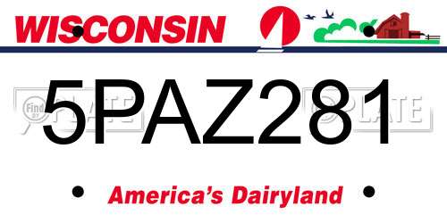 5PAZ281 Wisconsin License Plate
