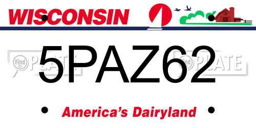 5PAZ62 Wisconsin License Plate