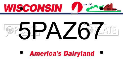 5PAZ67 Wisconsin License Plate