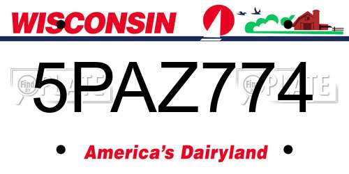 5PAZ774 Wisconsin License Plate