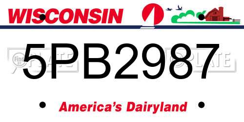 5PB2987 Wisconsin License Plate