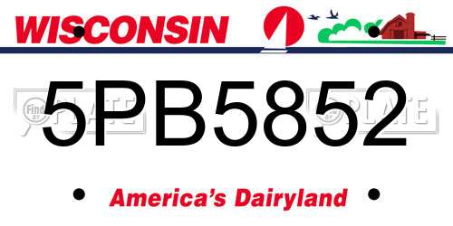 5PB5852 Wisconsin License Plate