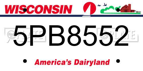 5PB8552 Wisconsin License Plate