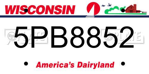 5PB8852 Wisconsin License Plate