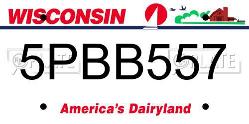 5PBB557 Wisconsin License Plate