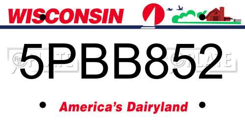 5PBB852 Wisconsin License Plate