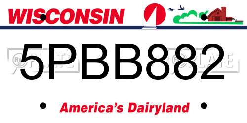 5PBB882 Wisconsin License Plate