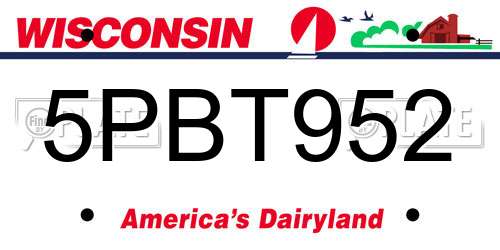 5PBT952 Wisconsin License Plate