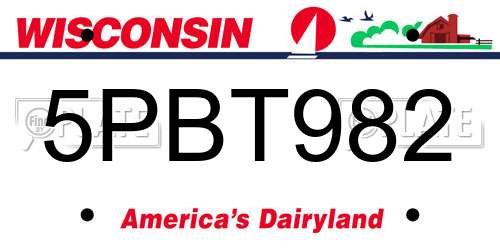 5PBT982 Wisconsin License Plate