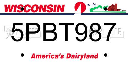 5PBT987 Wisconsin License Plate
