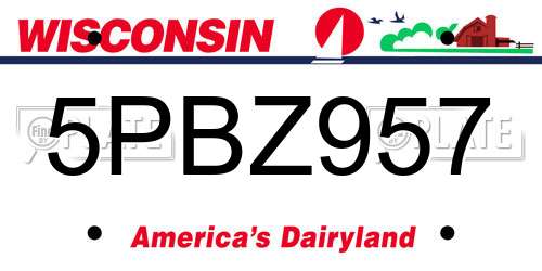 5PBZ957 Wisconsin License Plate