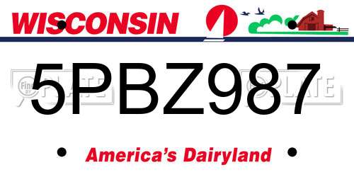 5PBZ987 Wisconsin License Plate