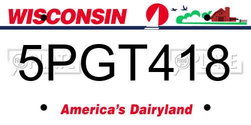 5PGT418 Wisconsin License Plate