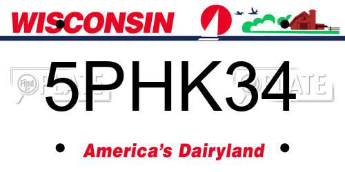 5PHK34 Wisconsin License Plate
