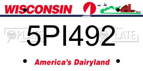 5PI492 Wisconsin License Plate