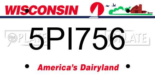 5PI756 Wisconsin License Plate