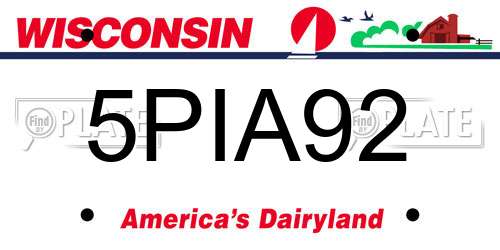5PIA92 Wisconsin License Plate