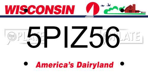 5PIZ56 Wisconsin License Plate