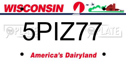 5PIZ77 Wisconsin License Plate