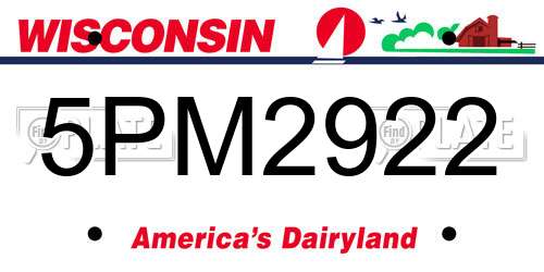 5PM2922 Wisconsin License Plate