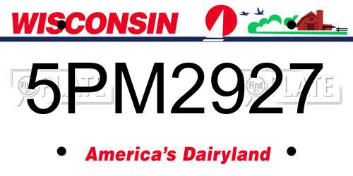 5PM2927 Wisconsin License Plate
