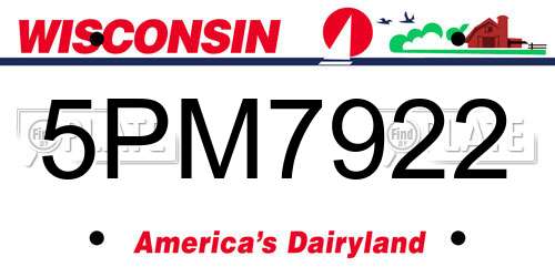 5PM7922 Wisconsin License Plate