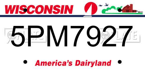 5PM7927 Wisconsin License Plate