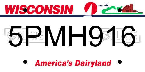 5PMH916 Wisconsin License Plate
