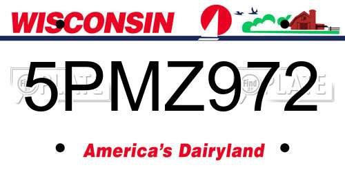 5PMZ972 Wisconsin License Plate