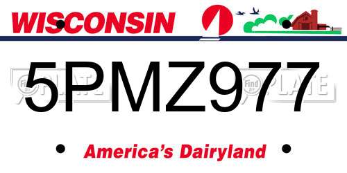 5PMZ977 Wisconsin License Plate