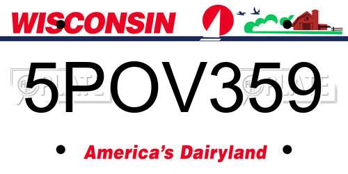 5POV359 Wisconsin License Plate