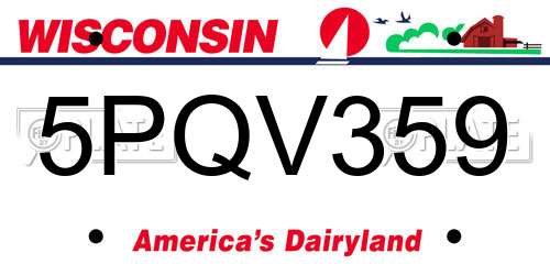 5PQV359 Wisconsin License Plate