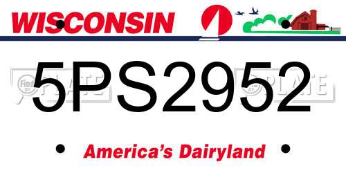 5PS2952 Wisconsin License Plate