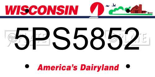 5PS5852 Wisconsin License Plate