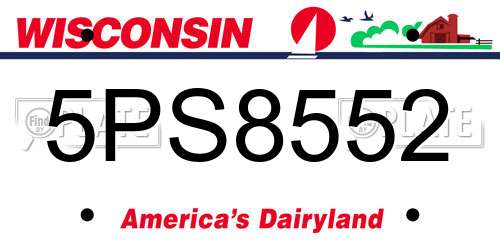 5PS8552 Wisconsin License Plate