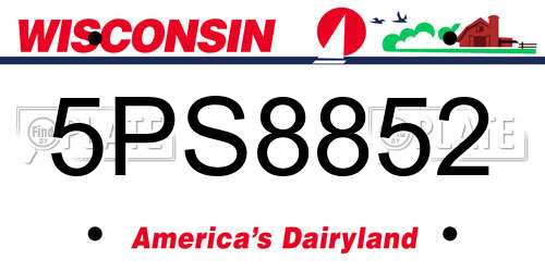 5PS8852 Wisconsin License Plate