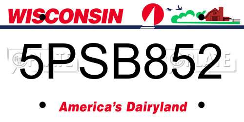 5PSB852 Wisconsin License Plate