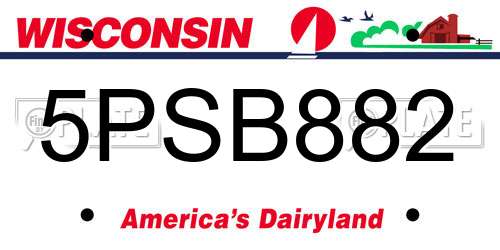 5PSB882 Wisconsin License Plate
