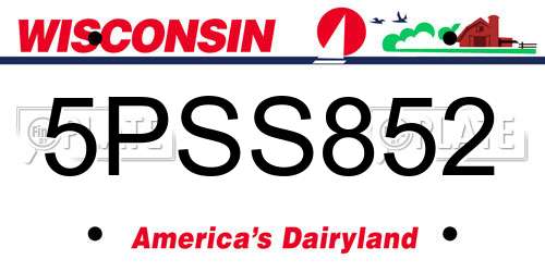 5PSS852 Wisconsin License Plate